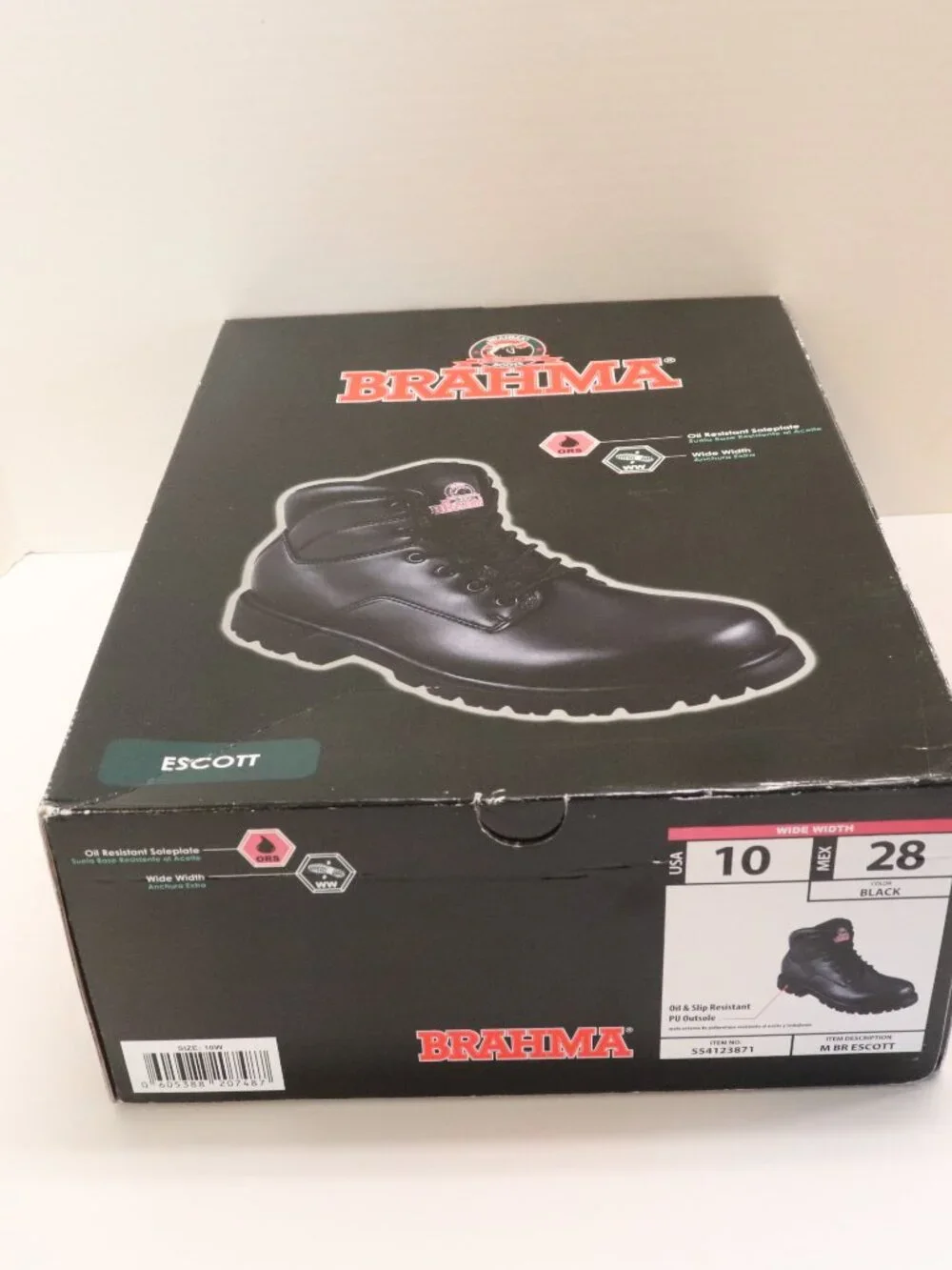 Brahma Men's Escotti Black Work Boots Size 10 NWT and in Box